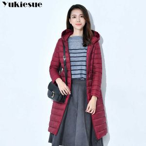 Women's down jacket Winter Plus Size 3XL Long Womens Down Jackets Ultra Light Duck Coat Hoodie Autumn Puffer Jacket 210608