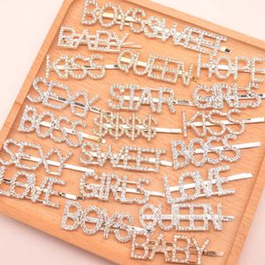 Home Party Favor 15 Stile Silber Gold Buchstabe Wort Strass Kristall Haarnadel Haarklammer Haarspangen Haarspange Griffnadel Haarspange Ornament Haarschmuck