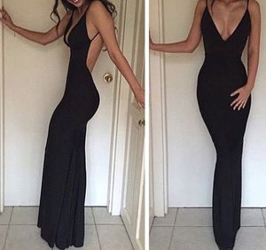 Sexy Black Color Prom Dress Mermaid Deep V Neck Event Wear Party Gown Custom Made Plus Size Available