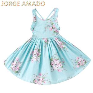 Girls Easter Dress Beach Style Floral Party Backless Dresses For Vintage Toddler Girl Clothing 1-10T H1701 210610