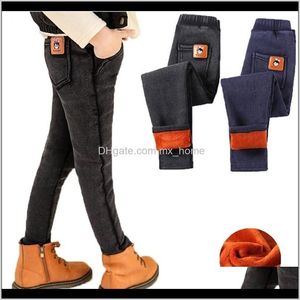 Clothing Baby, & Maternity Drop Delivery 2021 Winter Kids Clothes Warm Fleece Denim Skinny For Baby Slim Jeans Jean Teens Girls Pants 4 5 6 7