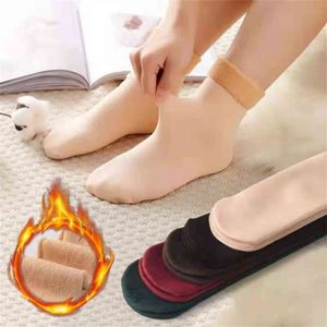 Kadın erkek Soks Kış Sıcak Kalınlaşmak Termal Çorap Artı Kadife Kalınlaşmak Yün Socken Katı Siyah Dikişsiz Zemin Çorap Botları Kadın Y1119