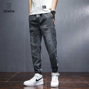 Zoenova Marka męskie Dżinsy Harem Denim Spodnie Cargo Streetwear Jogger Hip Hop Bawełniane Spodnie Mężczyzna Niebieski Oversized 3XL 4XL 211011