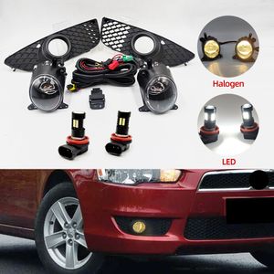 1匹のfoglights for mitsubishi lancer lancer-ex 2008 2009 2010 2011 2012 2013 LEDフォグライトフロントバンパーグリルフォグランプスイッチ