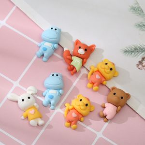 30st Cute Rabbit Components Fox Tiger Hippo Flatback Resin Cabochon Cartoon Characters for Hair Bow Centers DIY Scrapbooking Decor Accessories