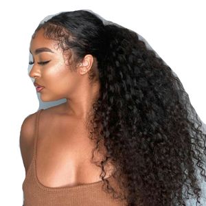 Human Hair Extensions Wefts Pony Tail Afro Kinky Curly Natural Hairs Ponytail for Black Women All Ages 1b Color 140g