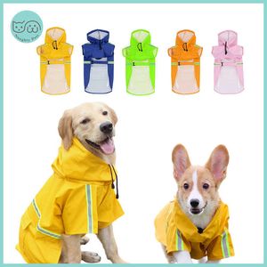 Pet Dog Raincoat Waterproof Reflective Rain Coat Clothes For Small Medium Large Dogs Labrador French Bulldog Corgi Puppy 211007