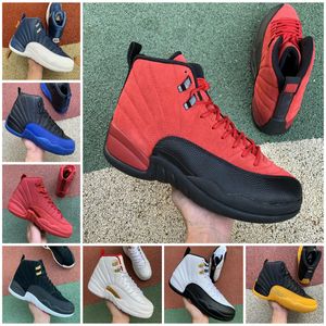 12 University Gold Stone Blue Dark Concord Ovo White Basketball Shoes Heren s Reverse Griep Spel Taxi Playoff Franse Blue Cherry Sneakers