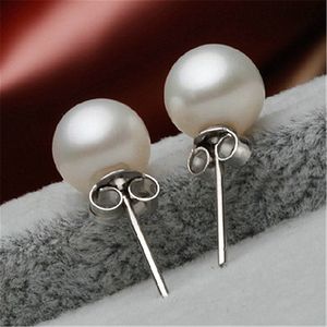 Posrebrzane zapobieganie alergii mody stadniny kolczyki dla kobiet projekt modny perła biała piłka mały okrągły prezent biżuterii