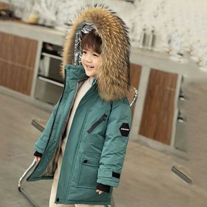 Fashion Winter Children Down Płaszcz Parkas 2021 Nowe Wiatroszczelne Kurtka Dla Dzieci Prawdziwe Fur Collar Boys Coat Ciepłe Dziewczyna Odzież 2-8 YRS H0909