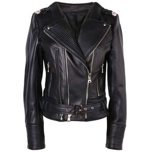 YOLOAgain High Quality Thick Soft Double Zipper Women Ladies Black Genuine Leather Jacket Coat 211011