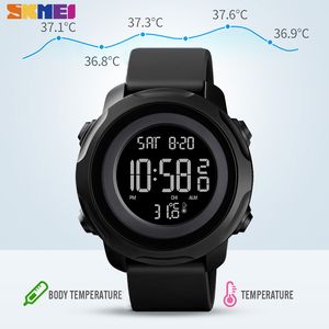 Skmei Körper Umgebungstemperatur Herren Uhren Fitness 2 Zeit Digitale Männer Armbanduhren Wasserdicht Gesunde Tracker Montre Homme 1682 Q0524
