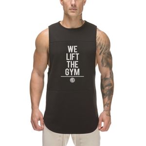 Tanque de ginásio Tops de camisa sem mangas Homens Bodybuilding Fitness Workout Malha Impresso Singlet Singling Summer Casual Colete Plus Size 210421