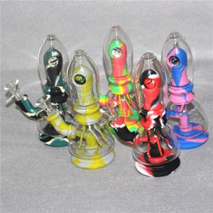 Silikon Su Bong Çıkarılabilir Nargile Bongs ile Cam Filtre Kaseler Silikon Dabbilable Sigara Buğbuller Için Silikon Dab Kuleleri