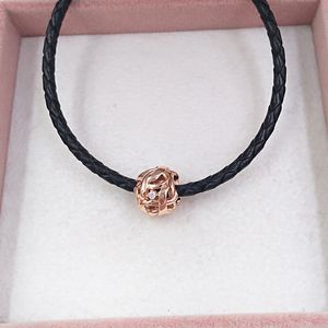 925 Srebrna biżuteria Make Make Make Pandora Woven Nieskończoność Charms DIY Twist Rose Gold Bransoletka dla kobiet Mężczyźni Koraliki Koraliki Naszyjniki z rzeźbionego Prezent Europa 788824C01 \ t