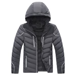 男反射ストリップ照明コート卸売ファッション暖かい厚いパーカーフード付きパフジャケットデザイナー冬のパンパフジャケット
