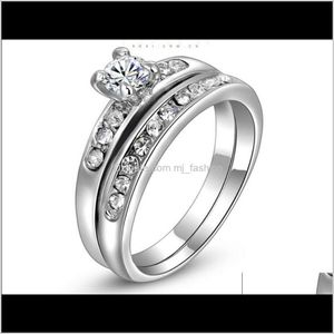 Rings Jewelryplated Brilliant With Pave Band Cubic Zirconia Wedding Set Rigant Ring 1376 Drop Delivery 2021 Io0Is