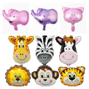 Event Party Supplies Aluminium Film Cartoon Balloon Partihandel Mini Animal Head Tiger Monkey Balloons 10 stilar