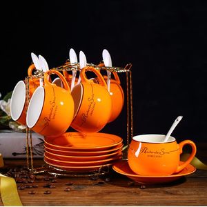 Creative Nordic Style Ceramic Coffee Cup And Saucer Set Funny Luxury Afternoon Tea Vaso Para Cafe BD50CS Cups & Saucers