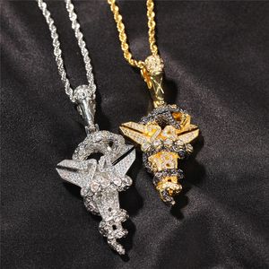 Hip Hop Iced Out Snake Wisiorek Czarny Krzyż Naszyjnik Nr 24 8 Złote Posrebrzane Męskie Bling Biżuteria Prezent