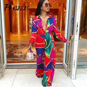 INS Fashion Network master Women red Print Jumpsuit Long Sleeve Playsuit Overalls Party Jumpsuits sundress macacao drop 210520