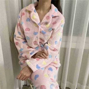 Koreanska tjocka varma snygga tjejer lösa söta homewear alla matcha korta pyjamas nattkläder söta chic casual set 210525
