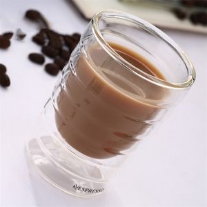 3pcs/6pcs/lot Caneca Hand Blown Double Wall Whey Protein Canecas Nespresso Coffee Mug Espresso Coffee Cup Thermal Glass 85ml Mug 210804