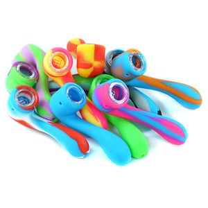 Tubi di fumo 4.6 '' olio aspra rotette silicone tubo a mano con ciotola di vetro porto di calore resistente