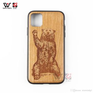 Dirt odporne przypadki na telefon dla iPhone 6 7 8 plus 11 12 Pro X XR XS Max Back Cover Natural Real Wood TPU Design Custom Logo Luksus 2021