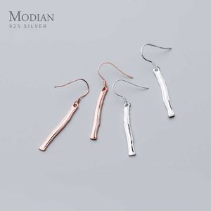 925 Sterling Silver Moda Design Drop Kolczyki Dla Kobiet Rose Gold Color Brincos Klasyczna Biżuteria Dangle Ear Prezent 210707