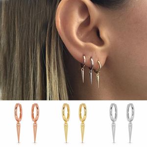 925 Sterling Silver Geometric Rivet Gold Silver Rose Gold Color Small Hoop Earrings for Women Punk Spike Circle Earrings Q2