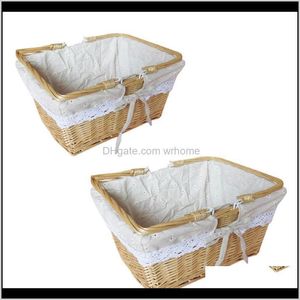 Housekeeping Organization Home Gardenpcs Wicker Picnic Basket,Wicker Easter Basket,Childrens Toy Storage With Lining, M & S Baskets Drop Del