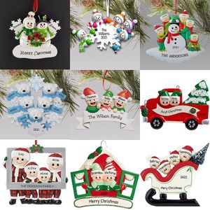 空白の樹脂のクリスマスの装飾DIYクリスマスの家族の装飾品雪だるまの飾りサンタエルク2 3 4 5 6頭のクリスマスツリーペンダントxd24916