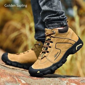 Wholesale trekking boots for sale - Group buy Golden Sapling Retro Men s Winter Boots Fashion Genuine Leather Casual Shoes Comfortable Mountain Trekking Boot Warm Plush Shoe