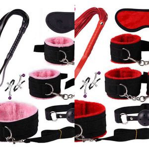 Nxy Sm Bondage Erotic Lingerie Leather Cosplay Clothes Bdsm Sex Set Handcuffs Nipple Clamps Gag Whip Toys for Accessories Shop 1223