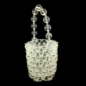 Plastikperlenbeutel großhandel-Transparente Acrylkunststoff Perlen Perlen Eimer geformte Frauenhandtasche offener Perlen Tasche