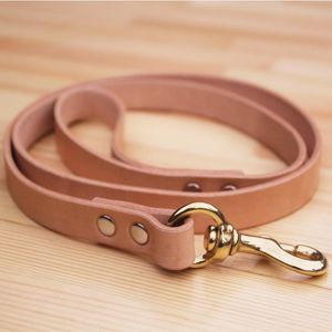 Dog Collars & Leashes Big Walking Training Pet Draw Cable For Small Medium Dogs Cowhide Traction Rope Copper Hook Supplies