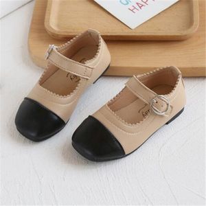 Sapatos para meninas infantil tênis casuais retalhos de retalhos de couro sapatos de couro quadrado onda de bebê mary janes sapatos sandálias