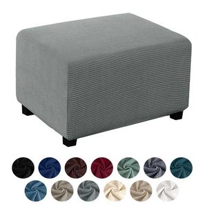 2 Sizes Footstool Cover Jacquard Fabric Footrest Flexible Furniture Protection Removable Ottoman For Home 211116