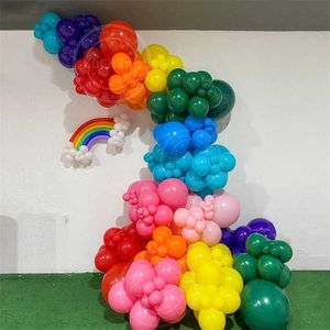 205 stücke Regenbogen Farbe Latex Ballon Girlande Kit Geburtstag Hochzeit Braut Urlaub Party Hintergrund Ballon Dekor Liefert Global 211216