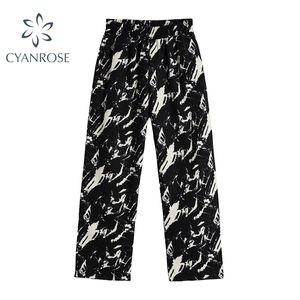 Streetwear Chic Print Long Pants And Trousers Trendy Wide Leg Casual Harajuku Pop Ulzzang Gothic Punk Retro 210515