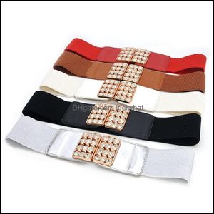 Bälten aessoriesbelts 68cm kvinnlig mode svart midjeband bred midja elastisk stretch bälte för kvinnor cinch klänning kappa kläder aessories dro