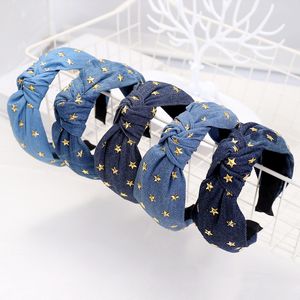 European and USA Fashion Girls Hair Hoops Denim Fabric Star Shaped Hip Hop Headbands for Women