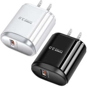 Carregadores rápidos QC3.0 EUA Plugue rápido AC Home Travel 18W Carregador de parede para iPhone 15 12 11 13 14 Samsung S10 S11 Nota 10 HTC Android Phone