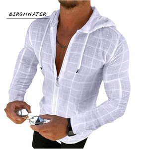 Hemden für Männer Grid Herbst Casual Langarm Abendkleid Rütteln Kapuzenbekleidung 210809