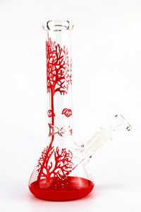 Glass Bong Smoking Water Pipe Hookah 13.8 inch Red Tree Bongs Percolator Diffused Shisha Filter Beaker Bubbler W/ ICE Catcher Pipes Hookahs