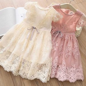 Baby Prinzessin Spitzenkleid Sommer 3-6 8 10 12 Jahre Teenager Kinder Kleine Kinder Hochzeit Party Kurzarm für Mädchen 210529