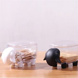 Storage Box Creative Mini PVC Cotton Swab Household Desktop Organizer Cute Sheep Dust-proof Cosmetic 210423