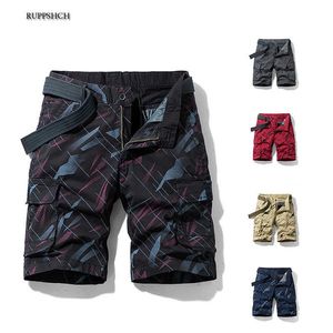 Pantaloncini cargo estivi Puro cotone da uomo Casual Camouflage Militare da esterno Lavoro sciolto Esercito tattico 210714