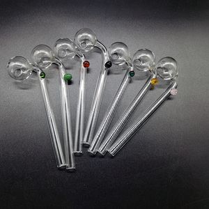 QBsomk 5.5 Inch Curved Glass Oil Burners Water Pipe Bubbler Thickness 2mm Pyrex Oils Burner With Color Balancer For Bong Dab Rig